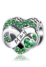 delightful silver heart May birthstone baby charm